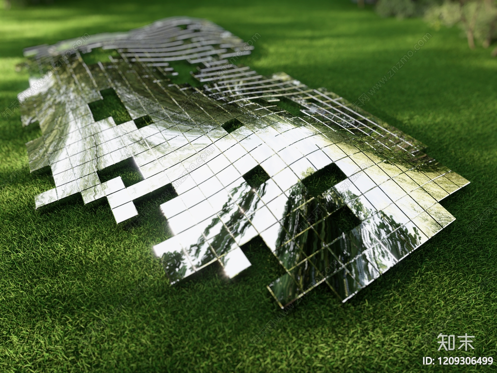 极简主义公园绿地装置3D模型下载【ID:1209306499】