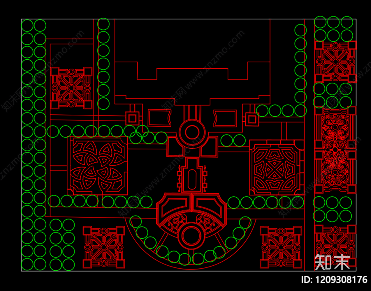法式庭院施工图下载【ID:1209308176】