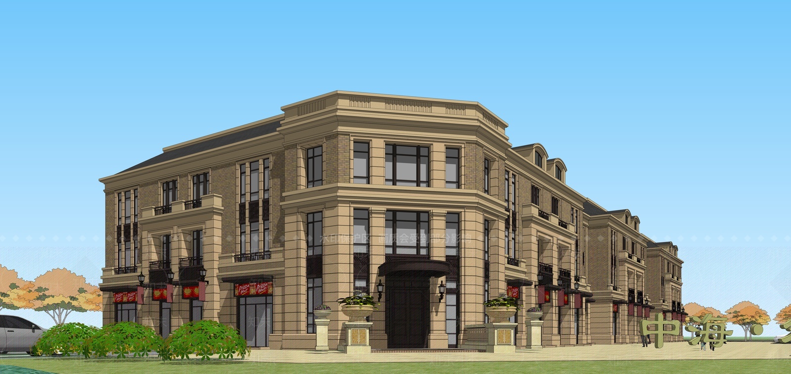 欧式商业街SU模型下载【ID:1209308918】