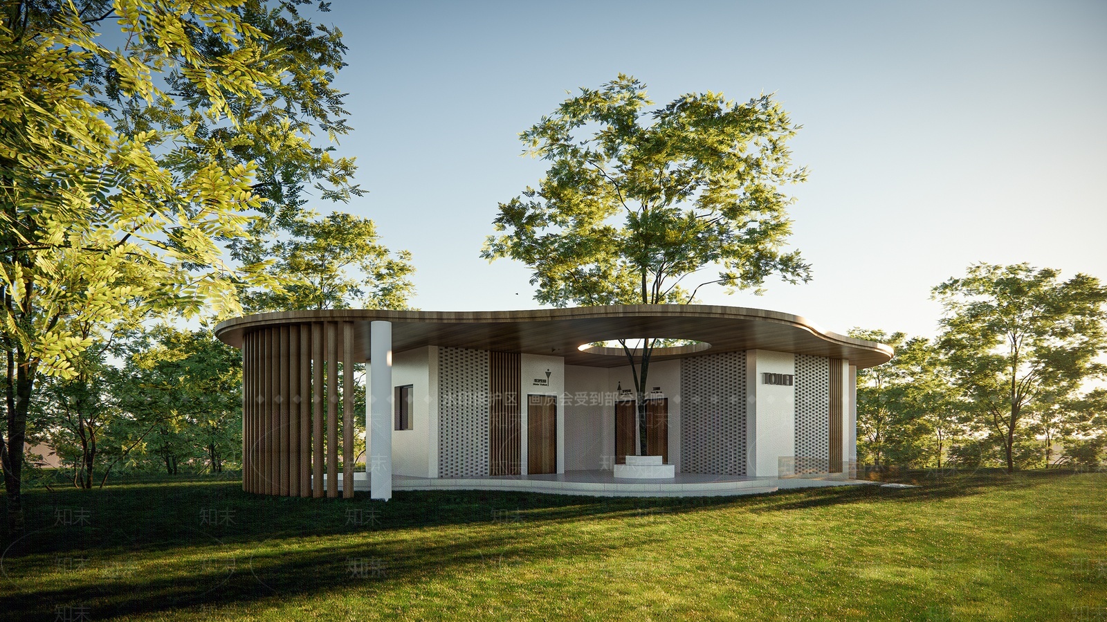 现代森系生态公共厕所SU模型下载【ID:1209310013】