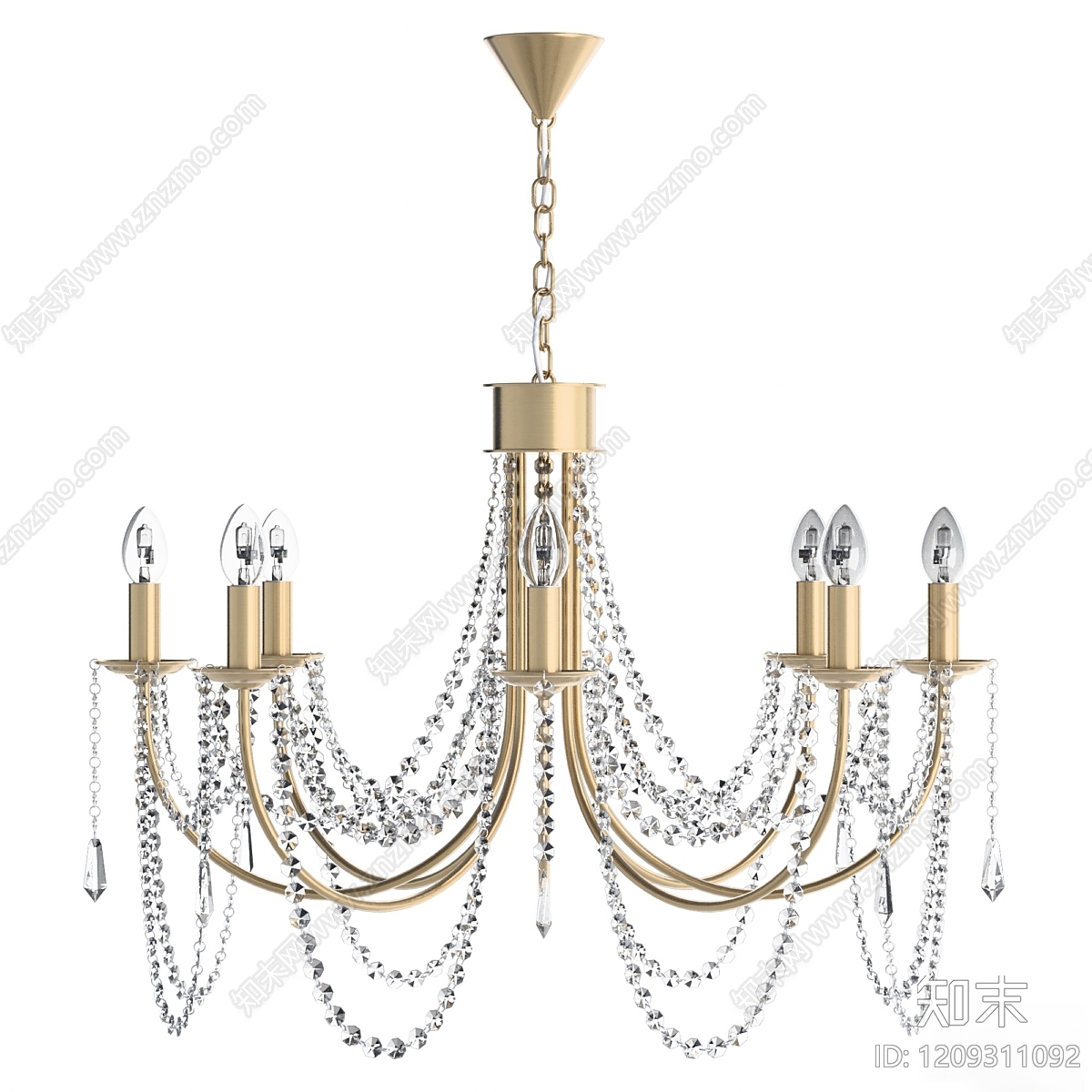 法式水晶吊灯3D模型下载【ID:1209311092】