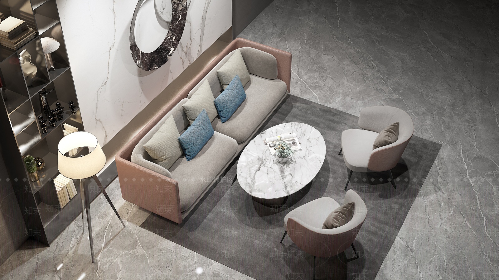 现代沙发茶几组合3D模型下载【ID:1209312487】