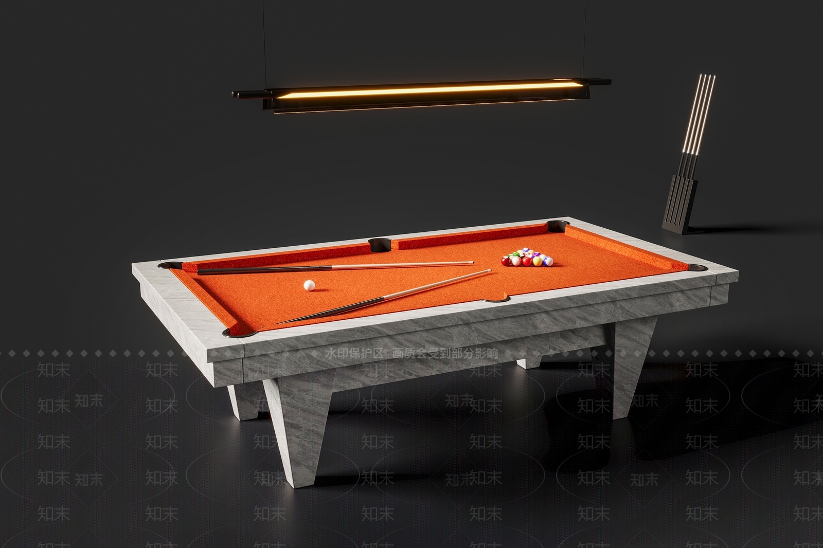 现代大理石台球桌3D模型下载【ID:1209318173】