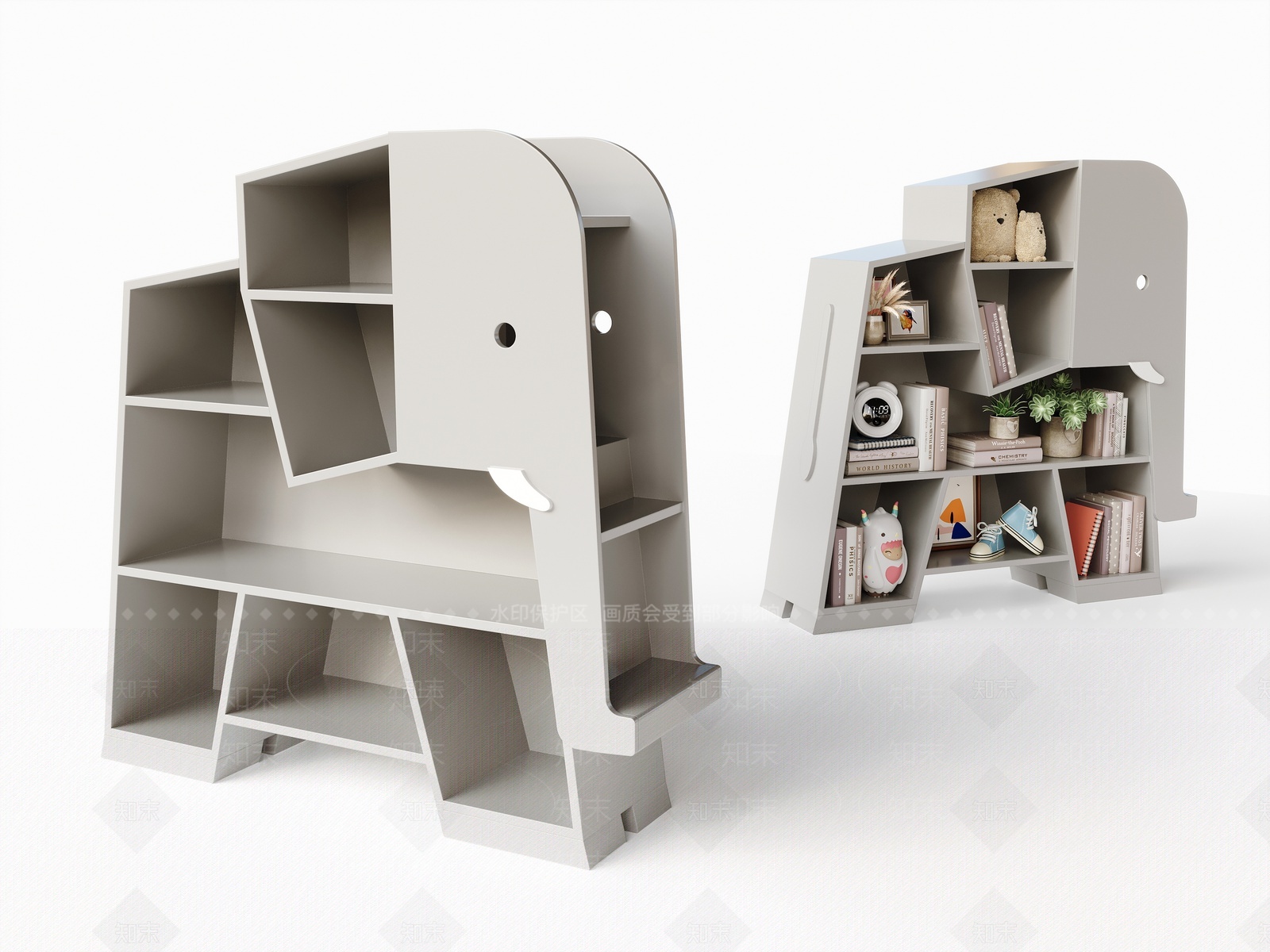 北欧儿童书柜3D模型下载【ID:1209318404】