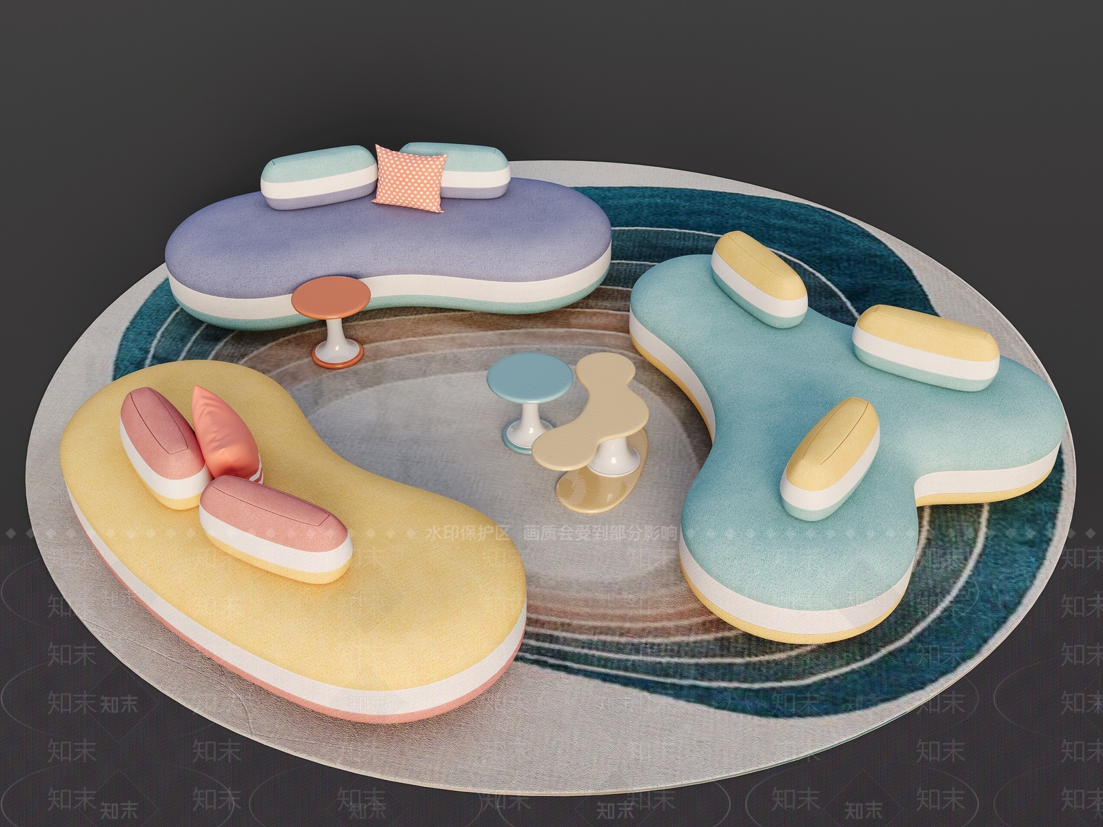 异形沙发茶几组合3D模型下载【ID:1209319247】