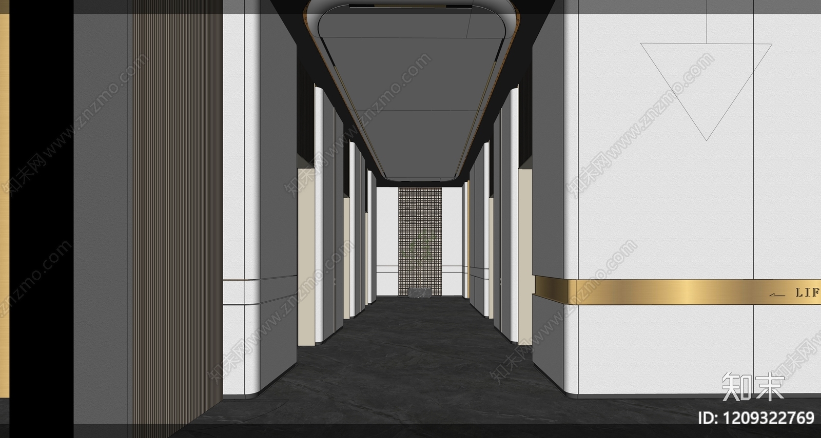 现代电梯厅SU模型下载【ID:1209322769】
