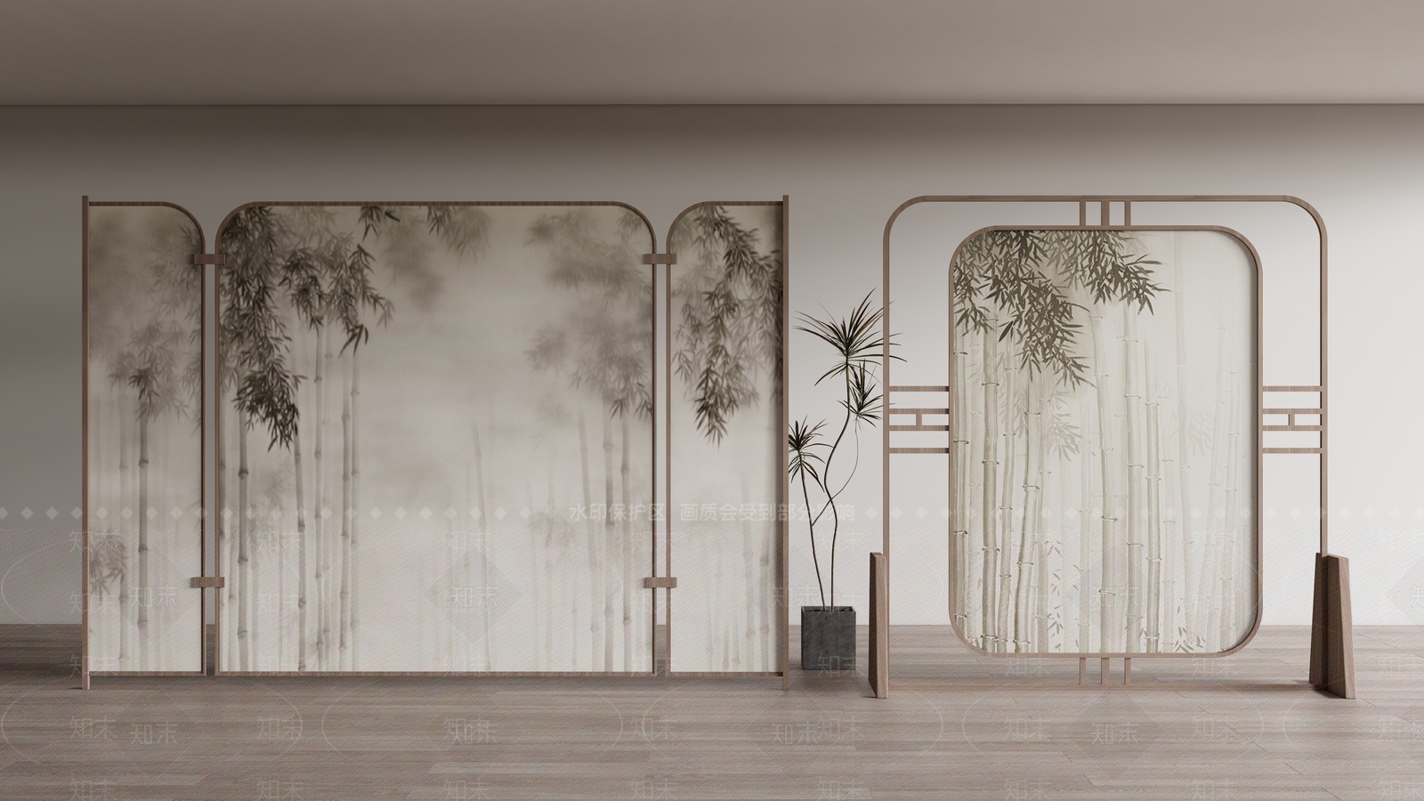 新中式竹子屏风SU模型下载【ID:1209326304】