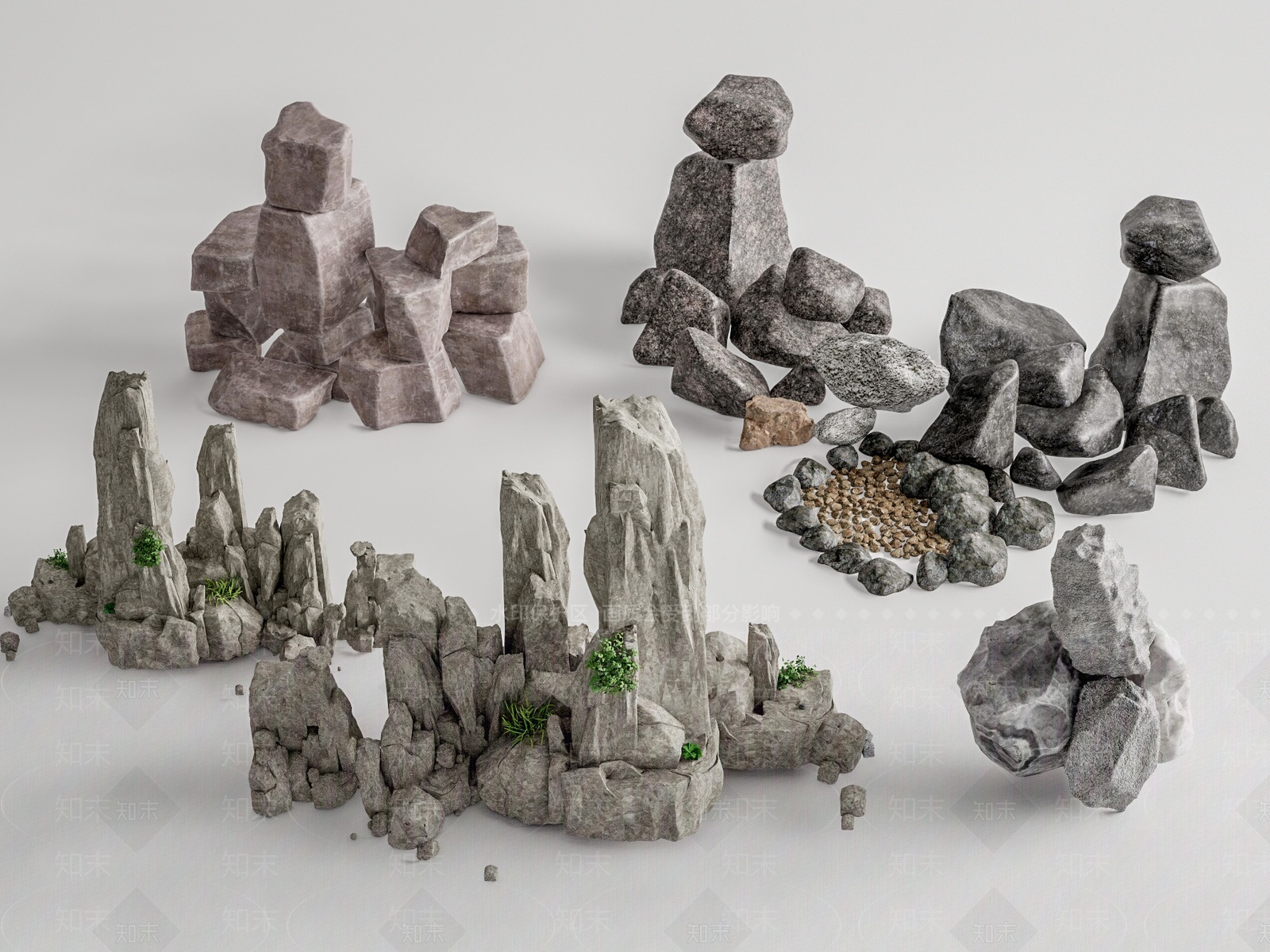 现代景观石头3D模型下载【ID:1209331609】