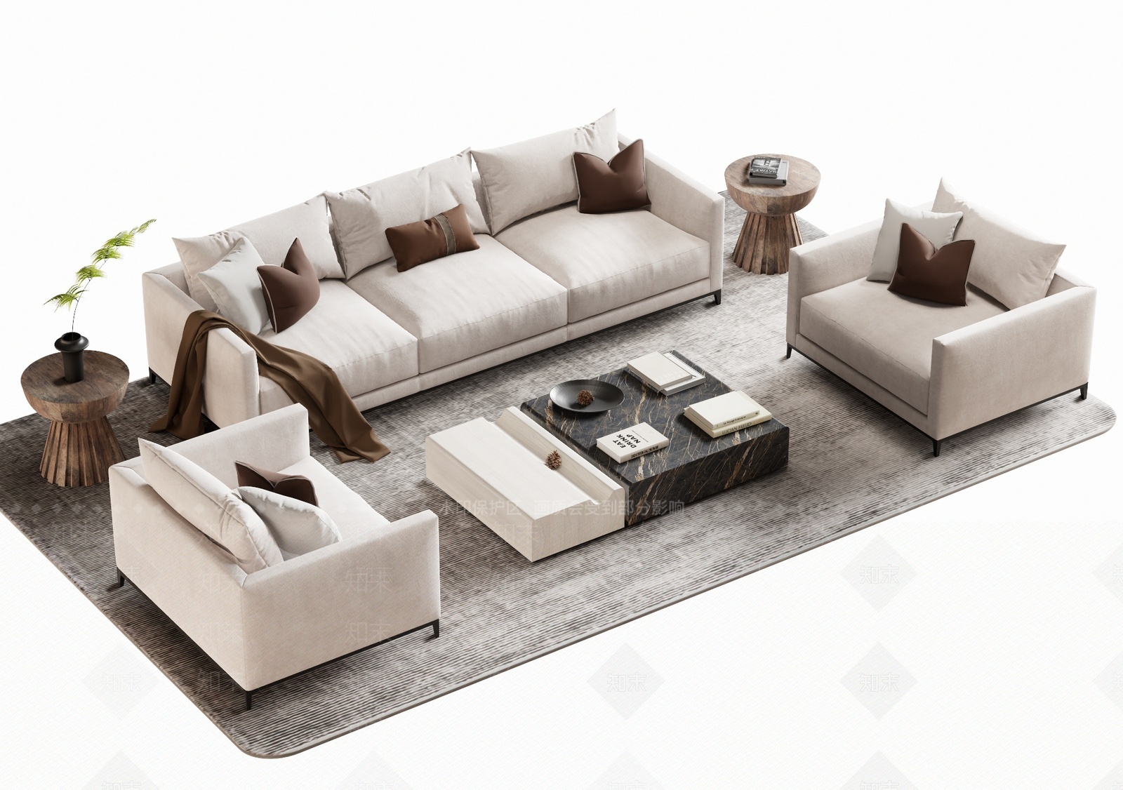 现代沙发茶几组合3D模型下载【ID:1209333779】