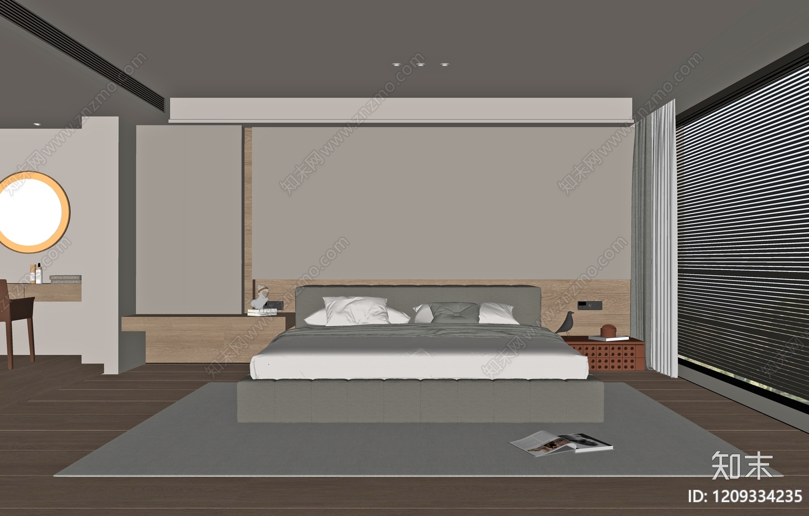 现代极简家居卧室SU模型下载【ID:1209334235】
