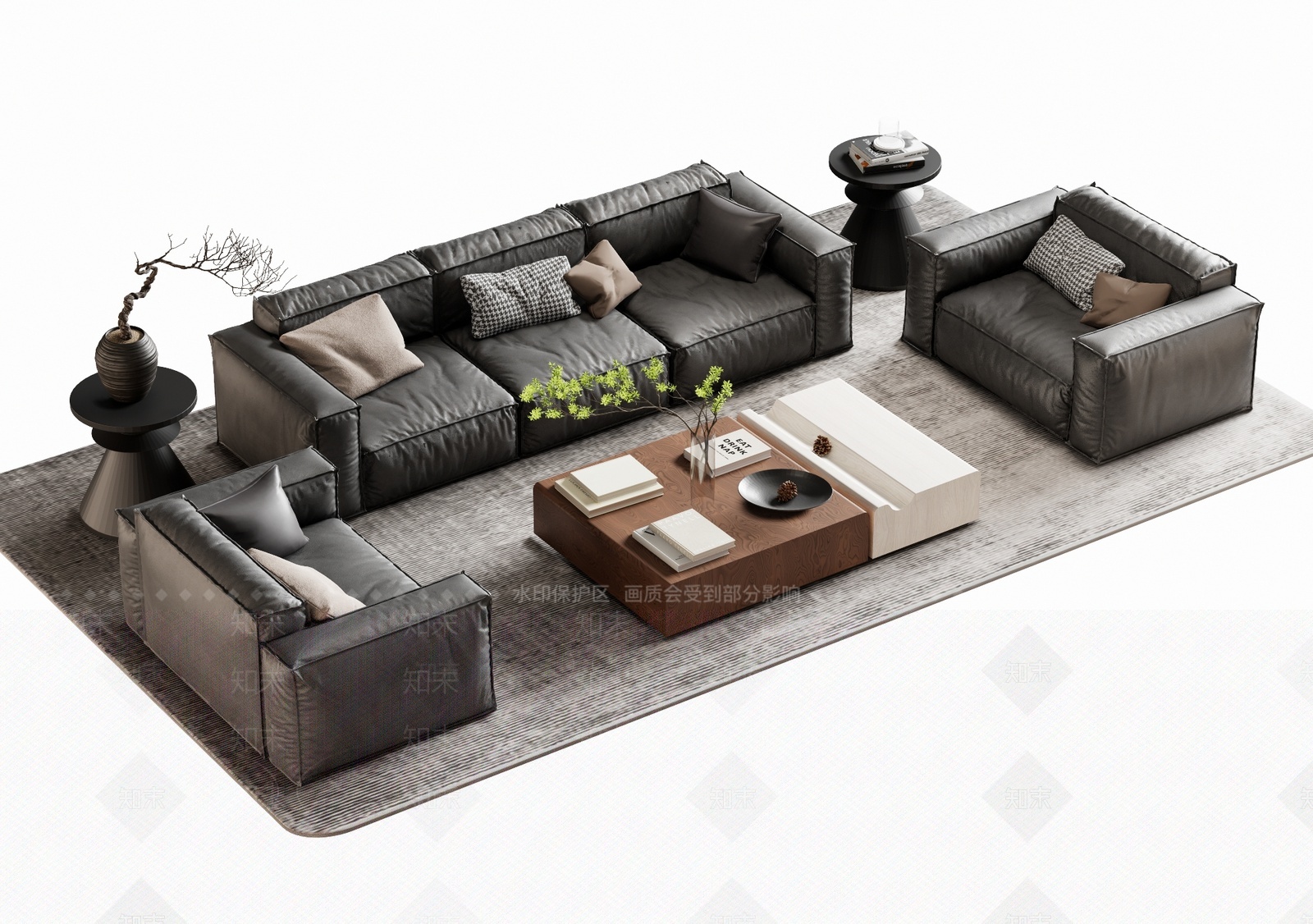 现代沙发茶几组合3D模型下载【ID:1209334427】