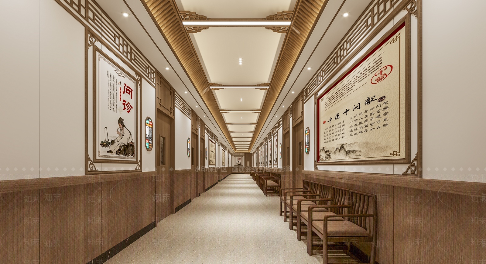 新中式医院走廊3D模型下载【ID:1209338162】