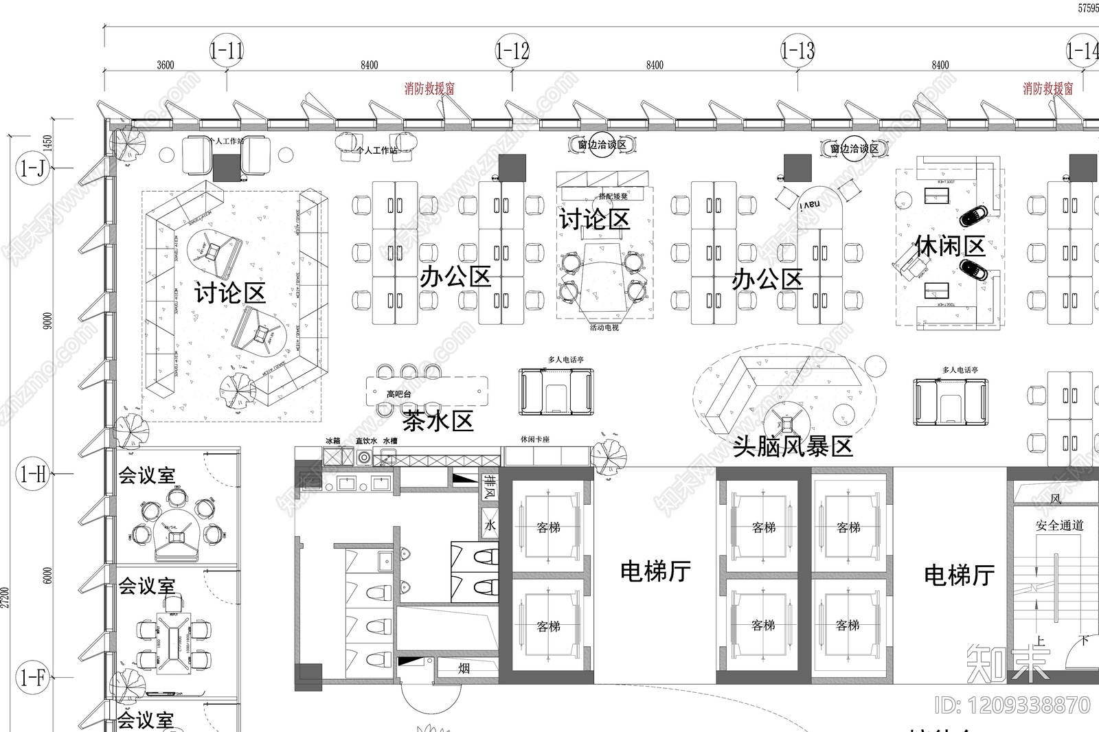 办公大堂cad施工图下载【ID:1209338870】