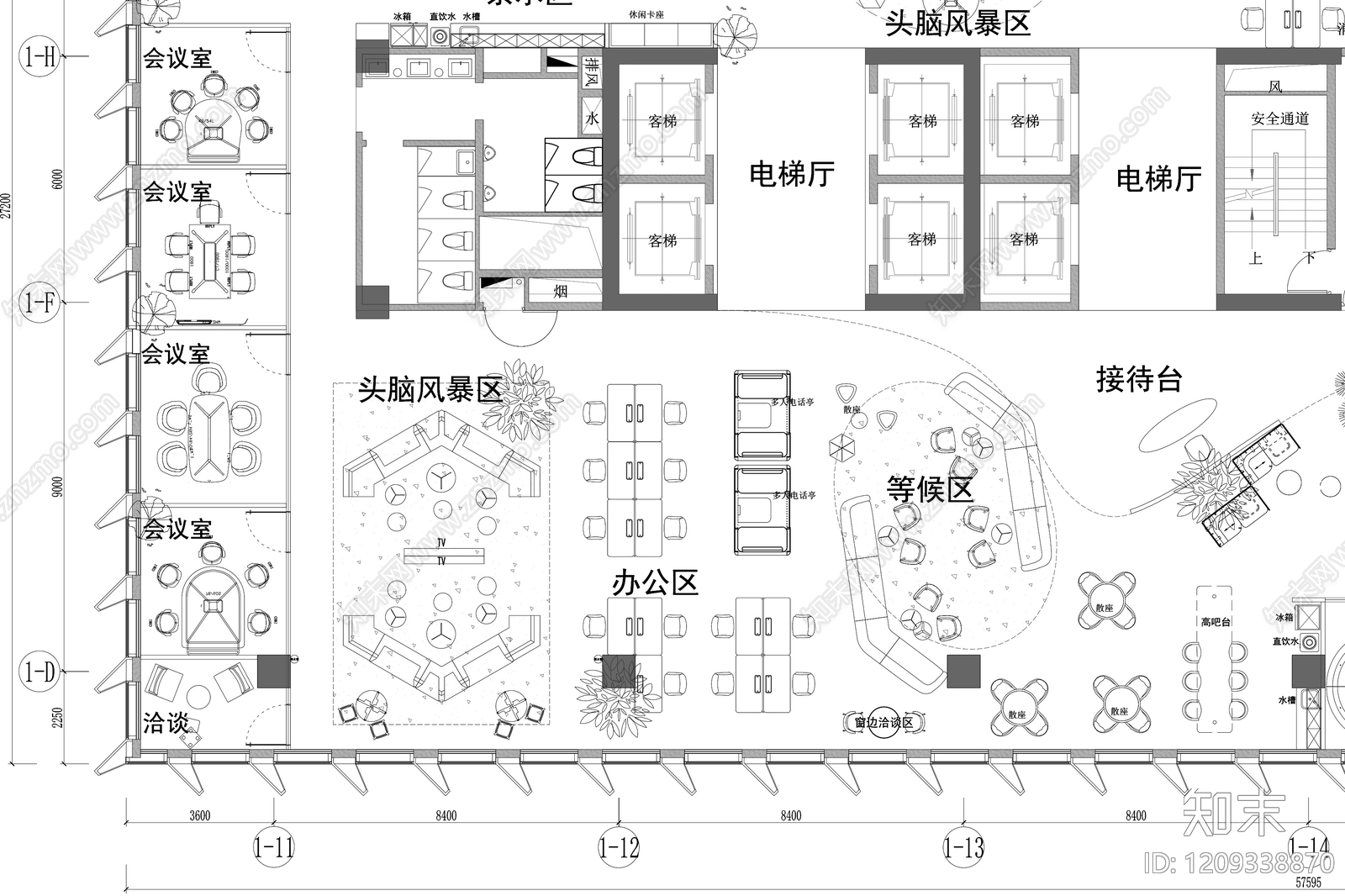 办公大堂cad施工图下载【ID:1209338870】