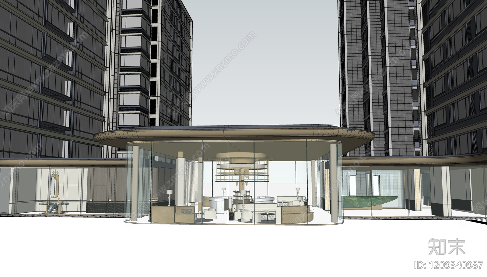 现代小区建筑SU模型下载【ID:1209340987】