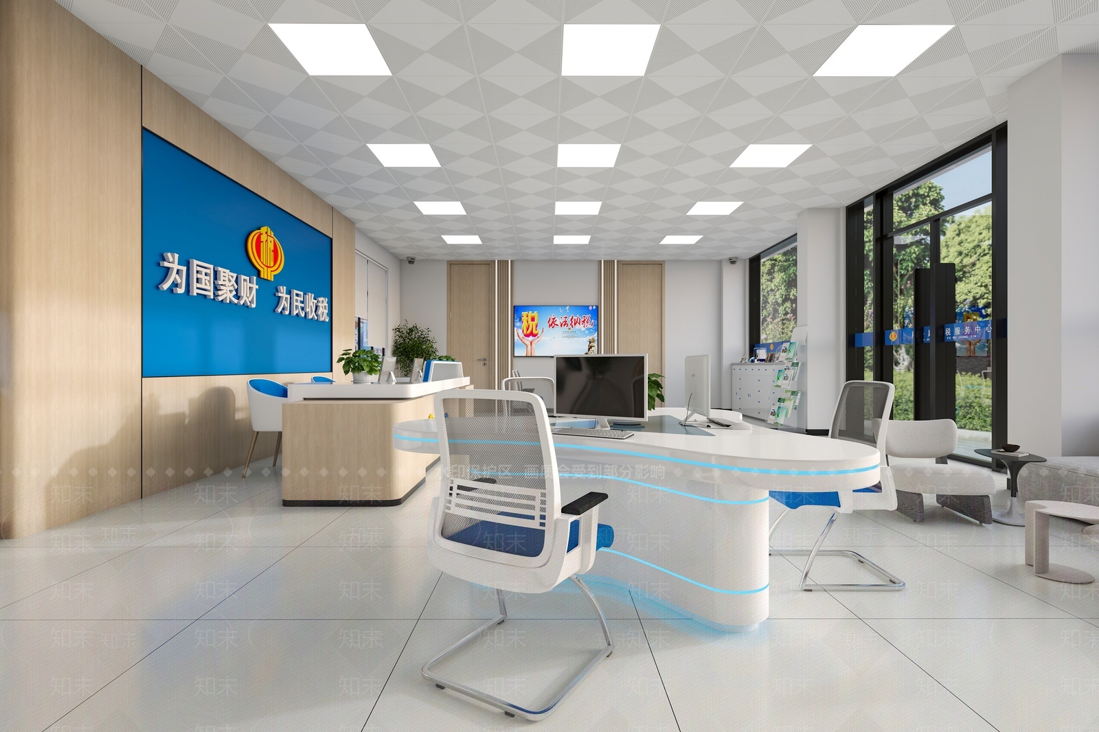 办公大厅3D模型下载【ID:1209342517】