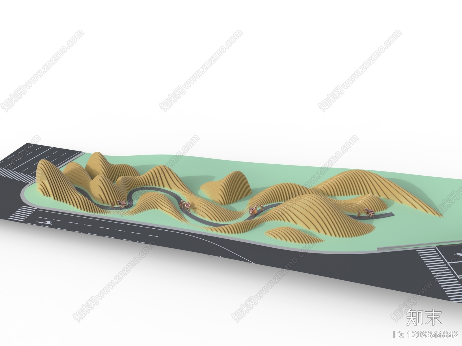 新中式景观塑山地形3D模型下载【ID:1209344842】