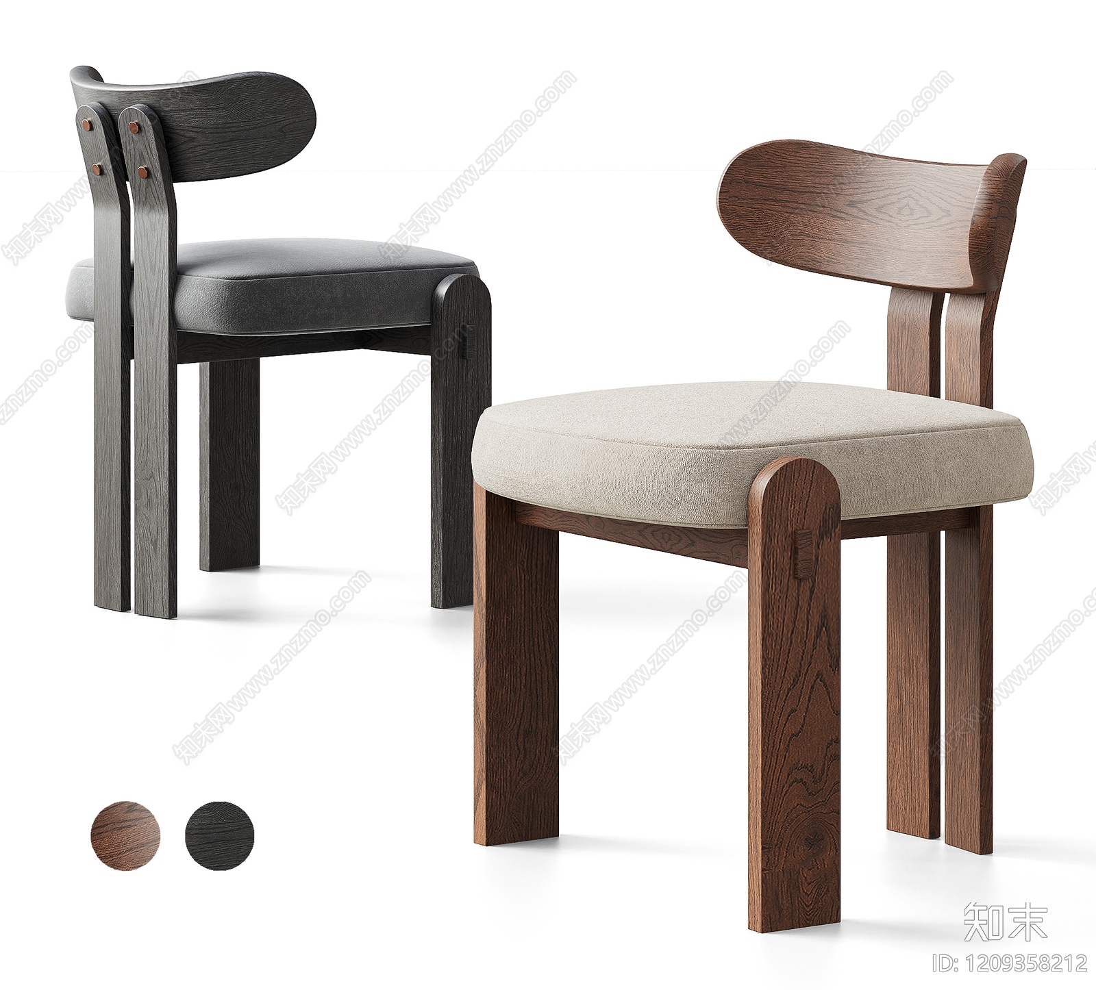 现代简约餐椅3D模型下载【ID:1209358212】