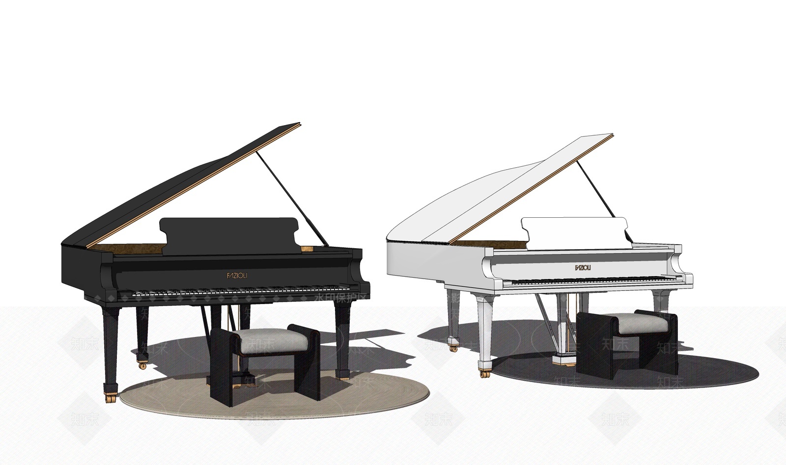 现代钢琴SU模型下载【ID:1209358459】