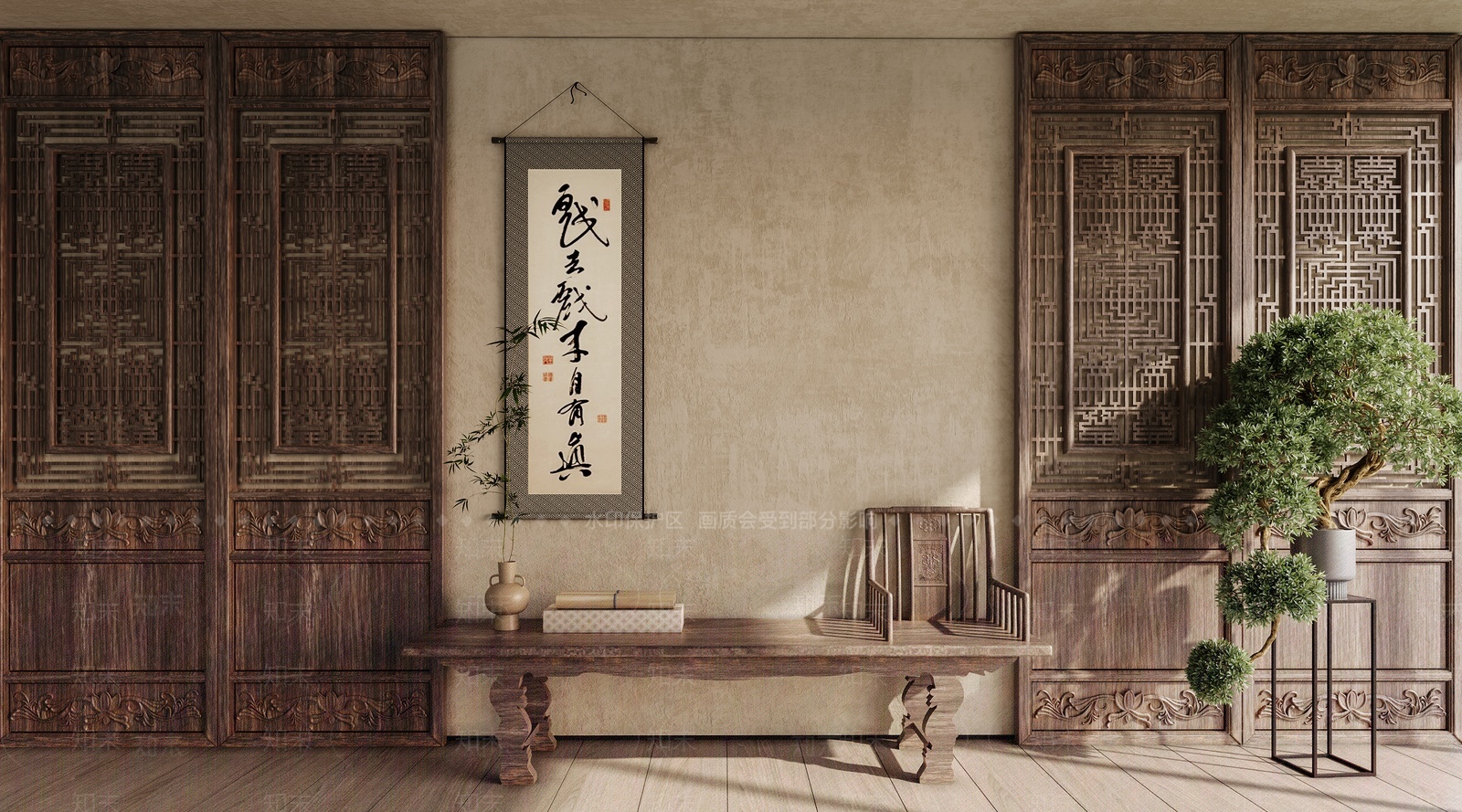 中式沙发凳3D模型下载【ID:1209365758】