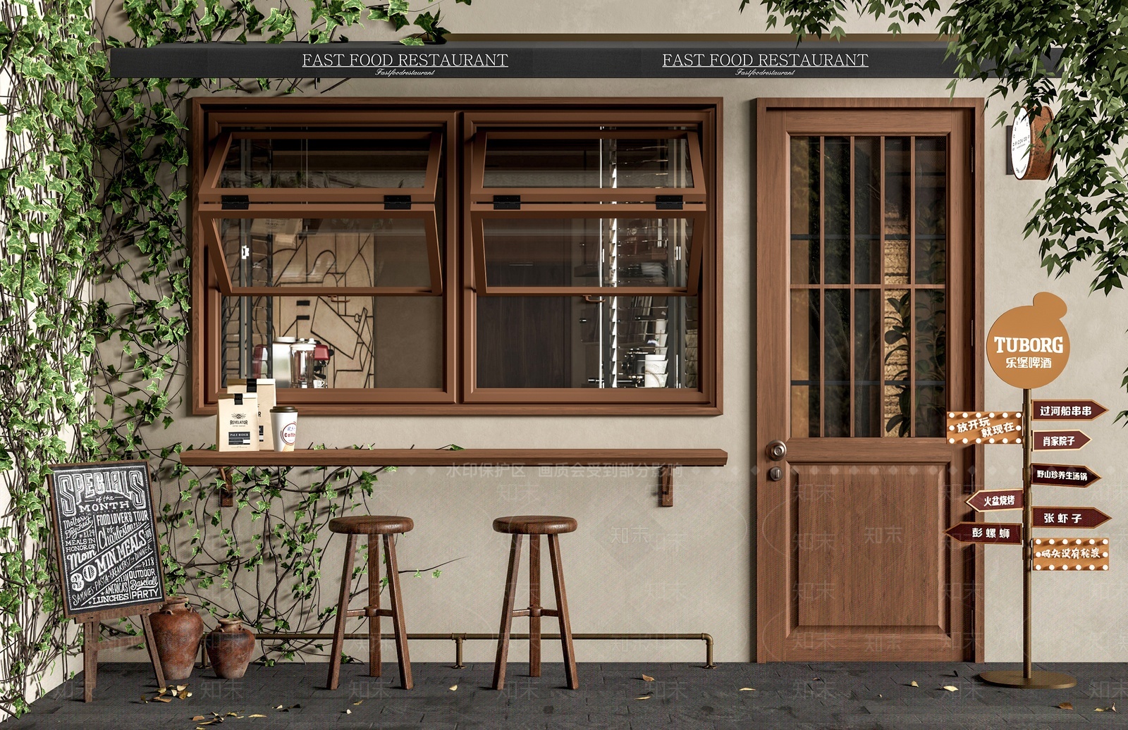 侘寂咖啡店门头3D模型下载【ID:1209376352】