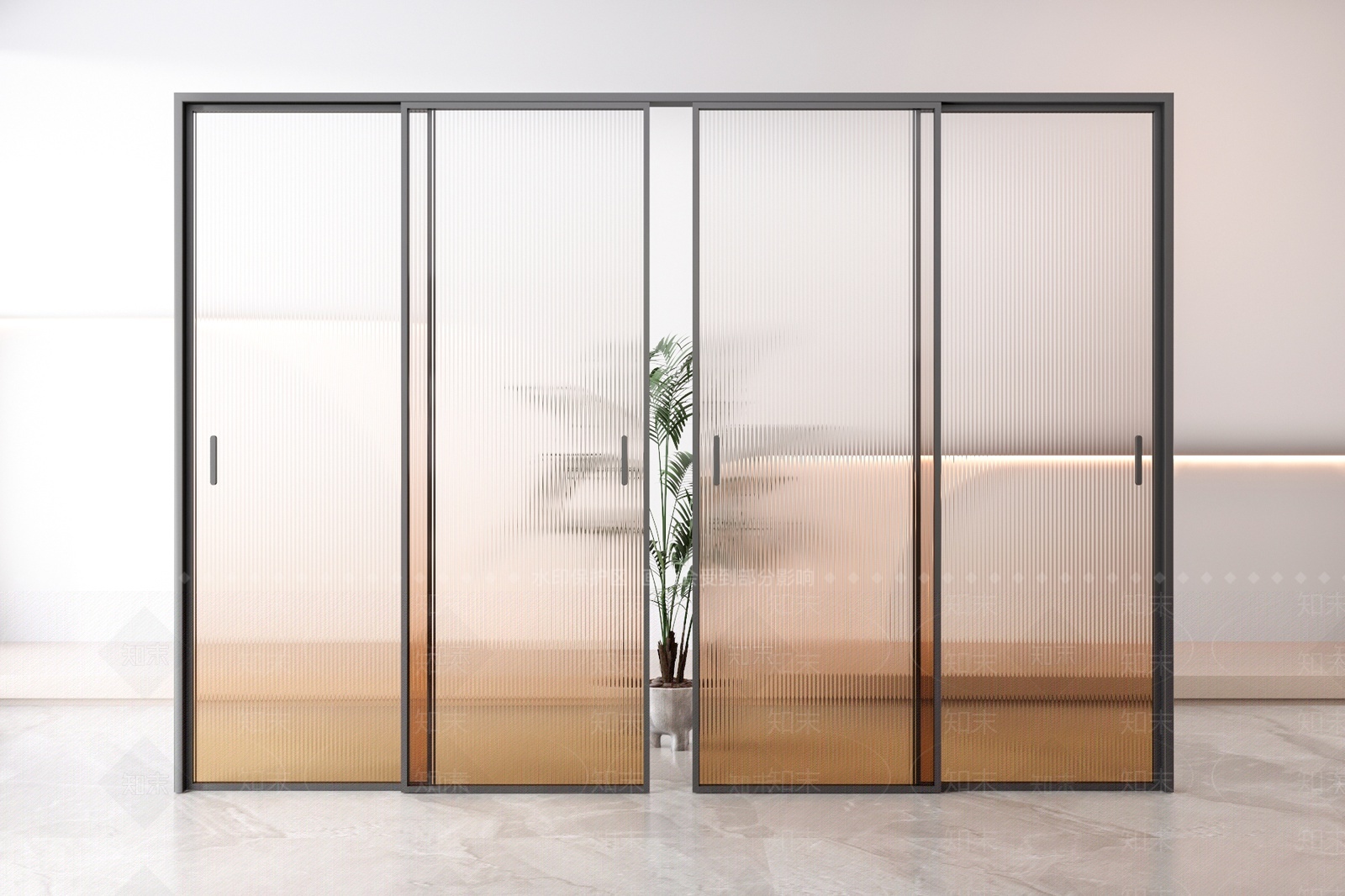 现代渐变长虹玻璃门3D模型下载【ID:1209379922】