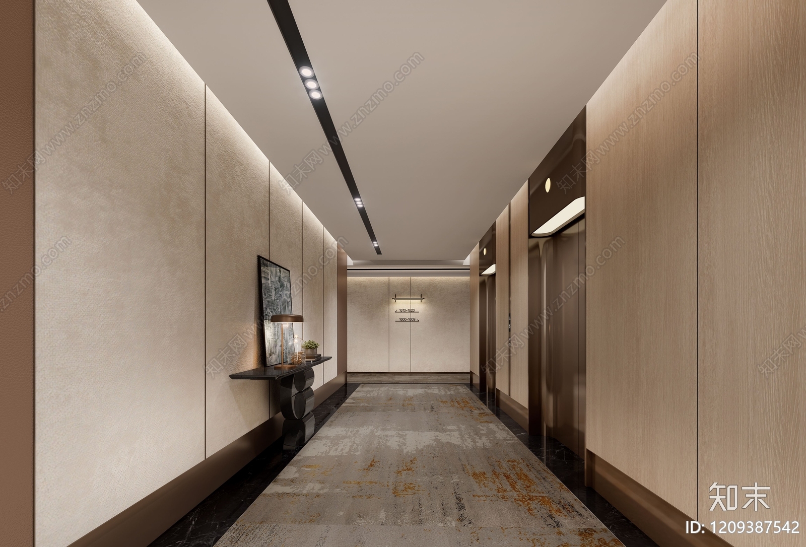 现代酒店走廊SU模型精品下载_SketchUp模型_知末网