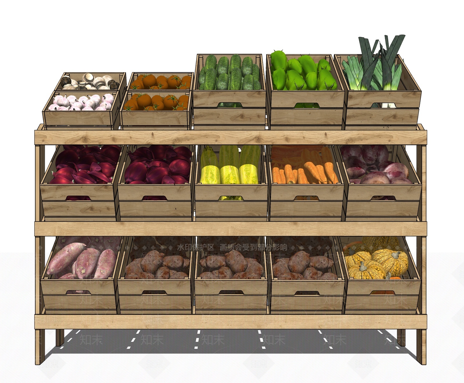 现代蔬菜货架SU模型下载【ID:1209396220】