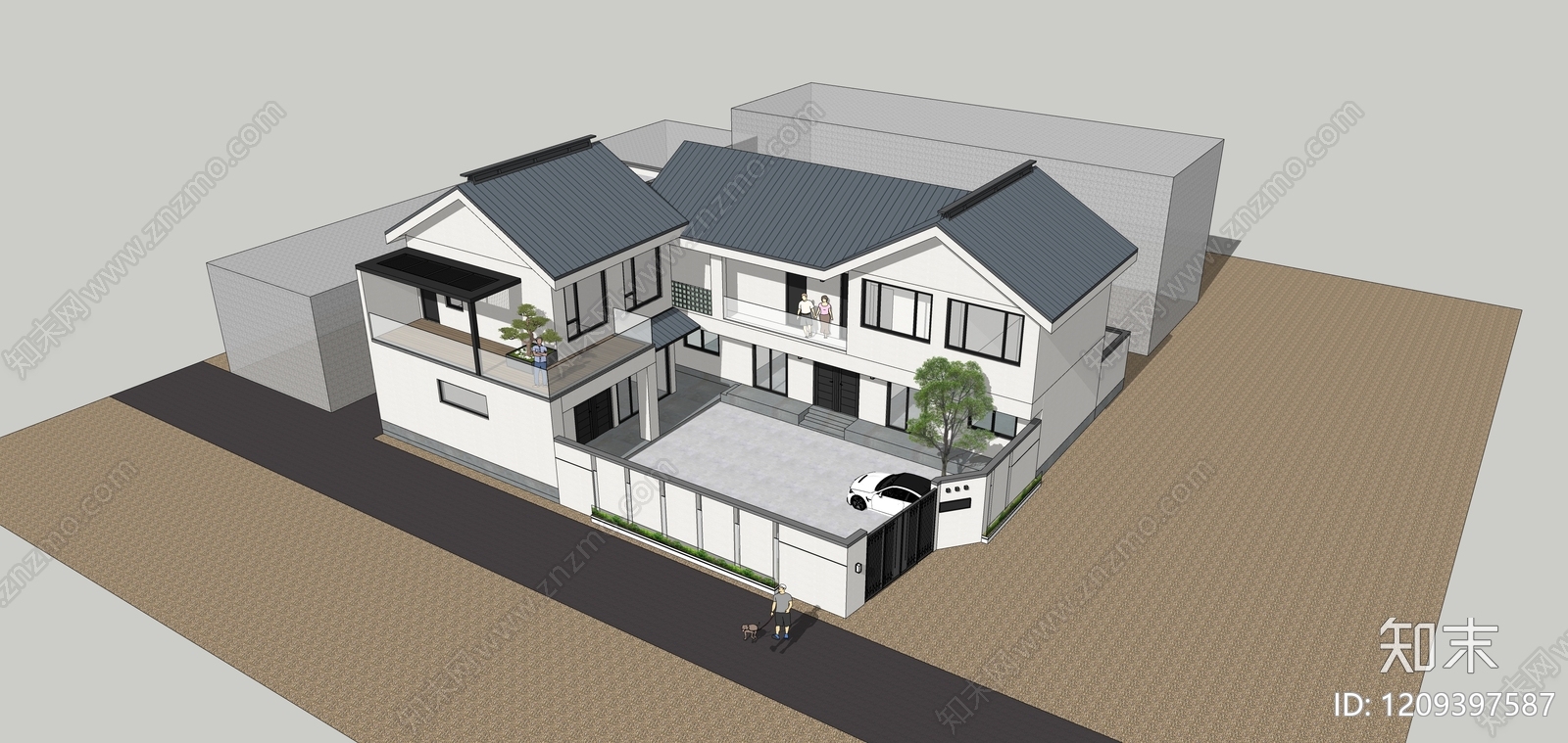 现代简约乡村民房SU模型下载【ID:1209397587】