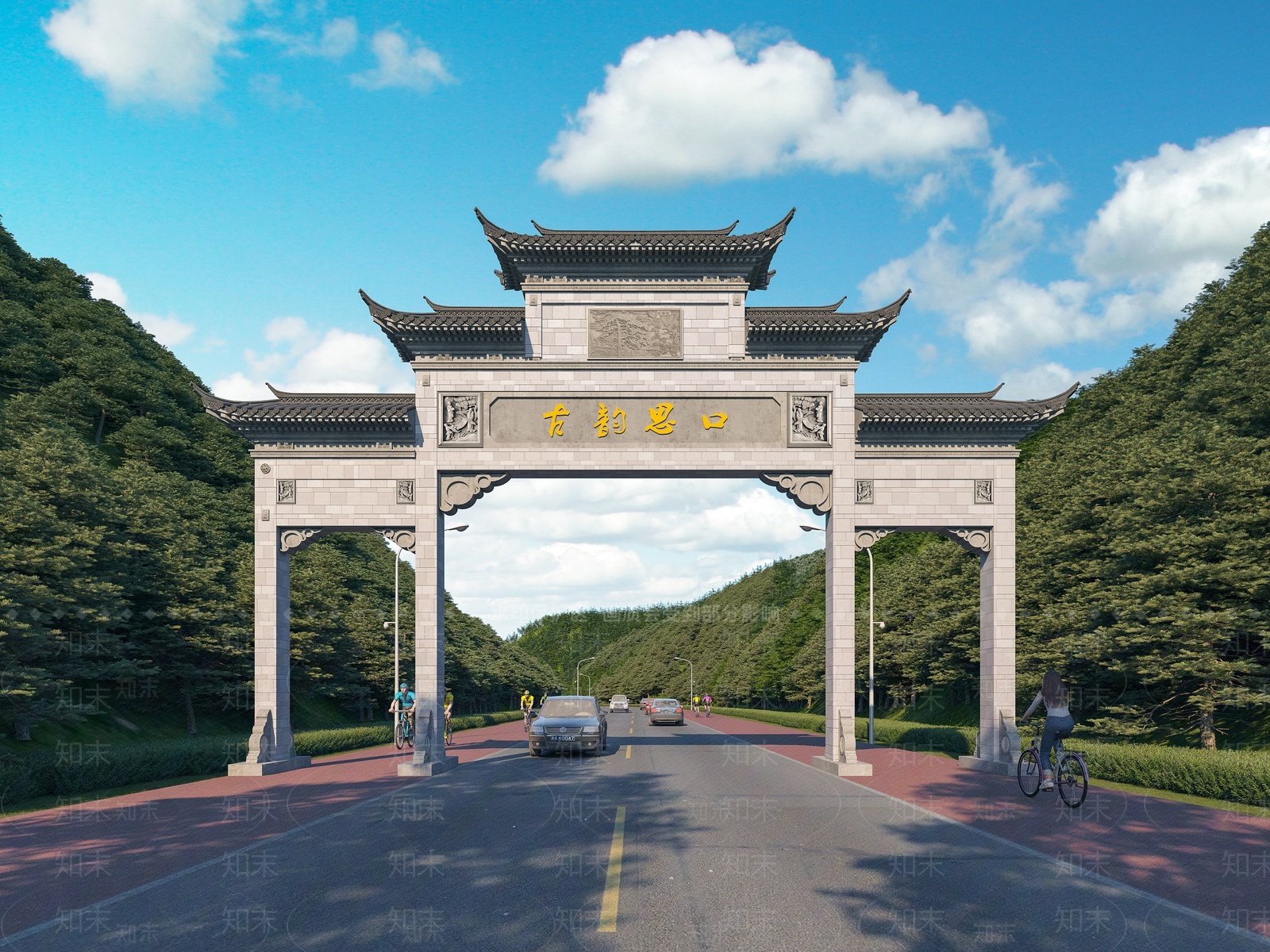 中式牌坊门楼SU模型下载【ID:1209397782】