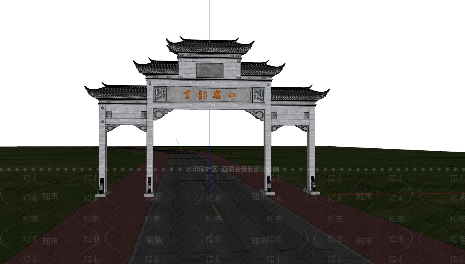 中式牌坊门楼SU模型下载【ID:1209397782】
