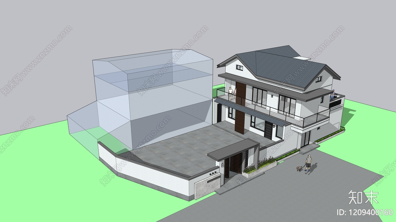 现代新中式乡村民房SU模型下载【ID:1209400160】