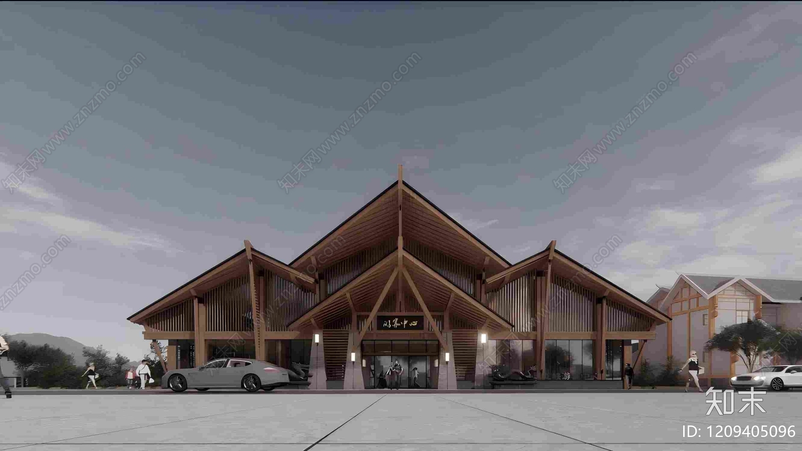 新中式现代小公建SU模型下载【ID:1209405096】
