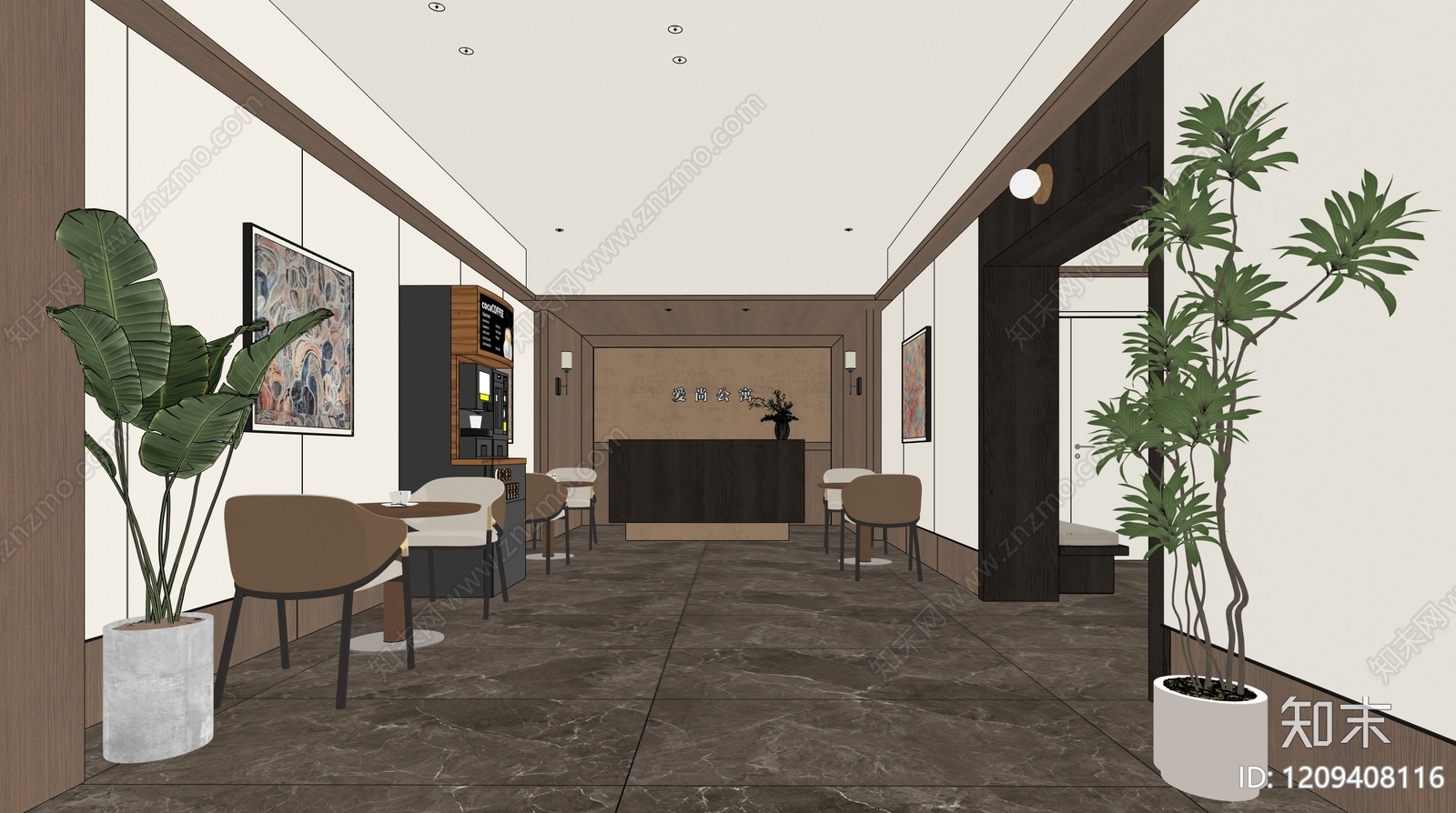 现代中古酒店大堂SU模型下载【ID:1209408116】