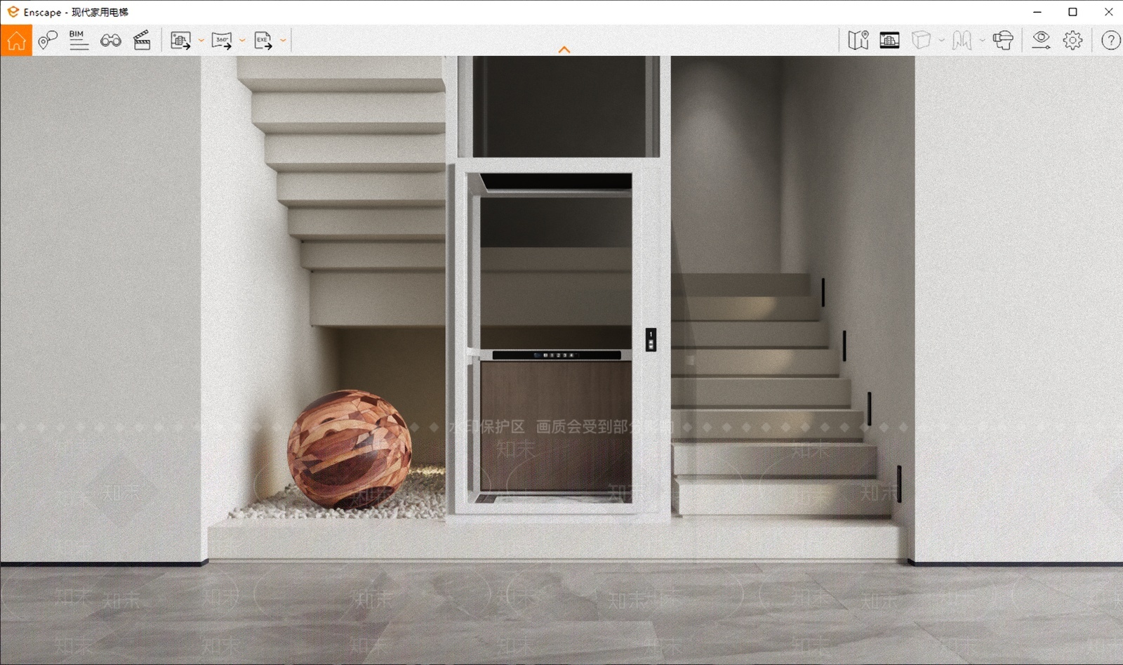 现代楼梯间SU模型下载【ID:1209410479】