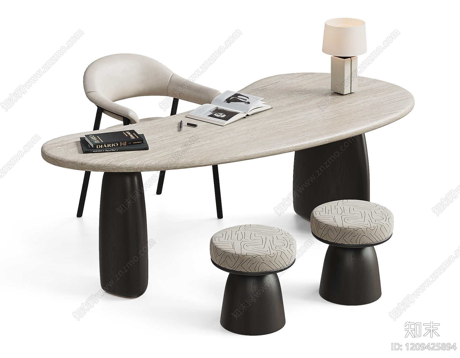 现代简约书桌椅3D模型下载【ID:1209425894】