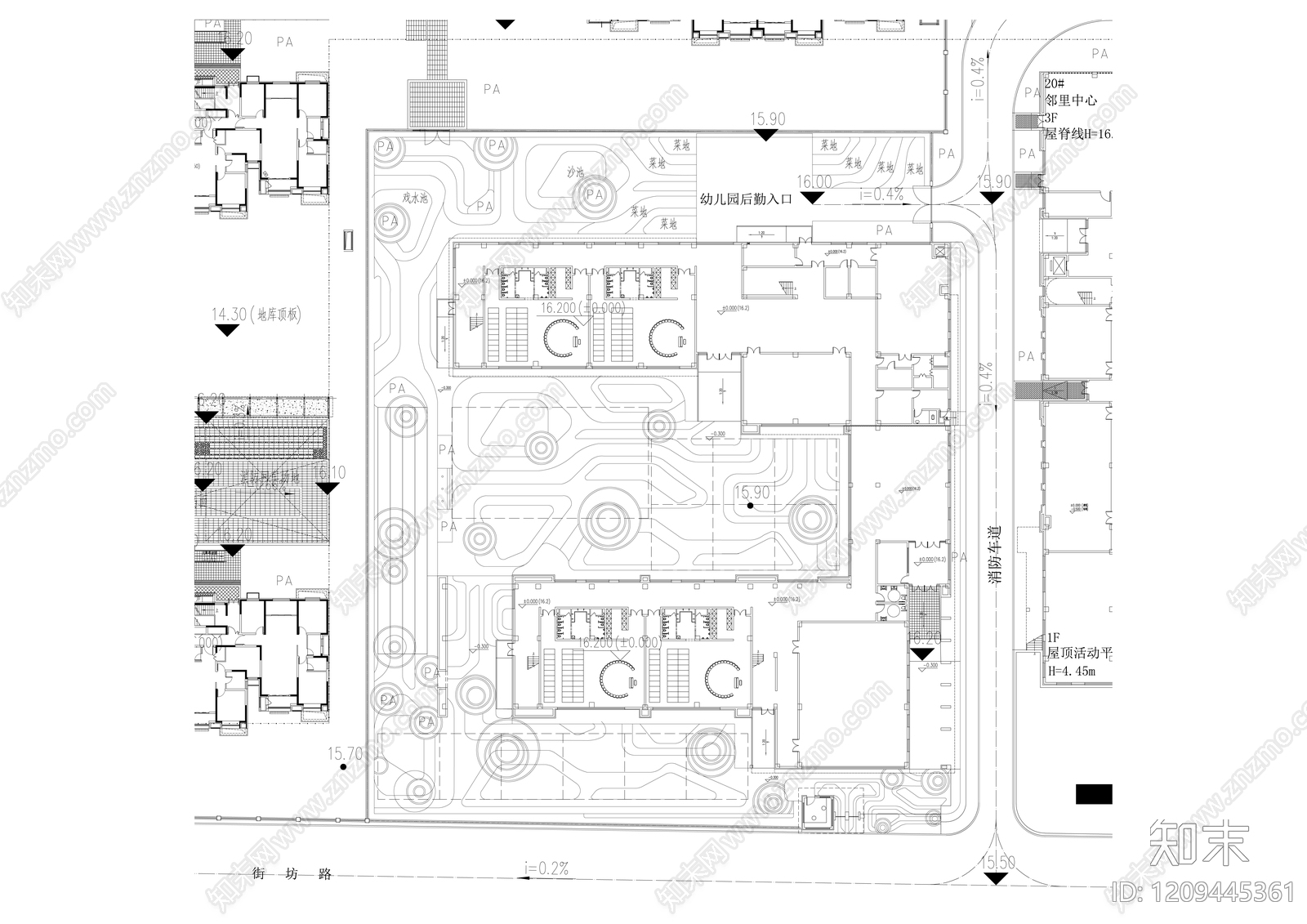 现代幼儿园建筑cad施工图下载【ID:1209445361】