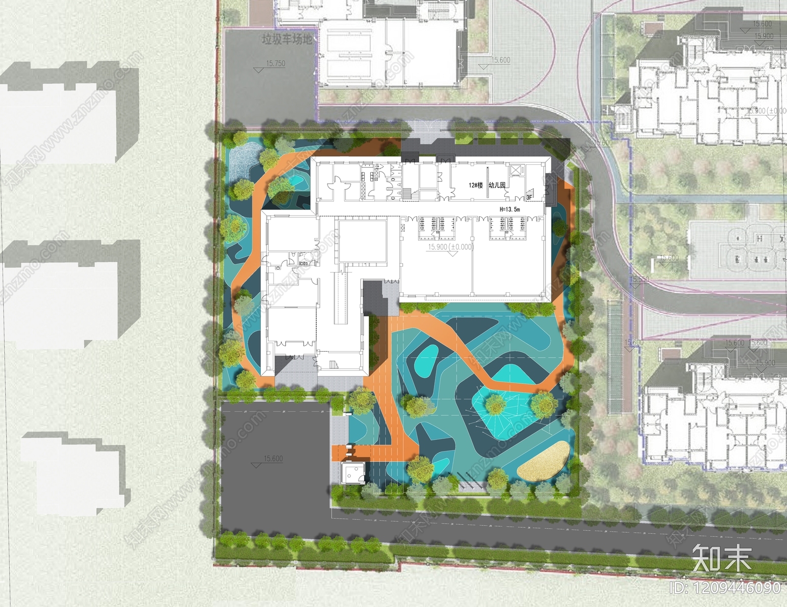 现代幼儿园建筑cad施工图下载【ID:1209446090】