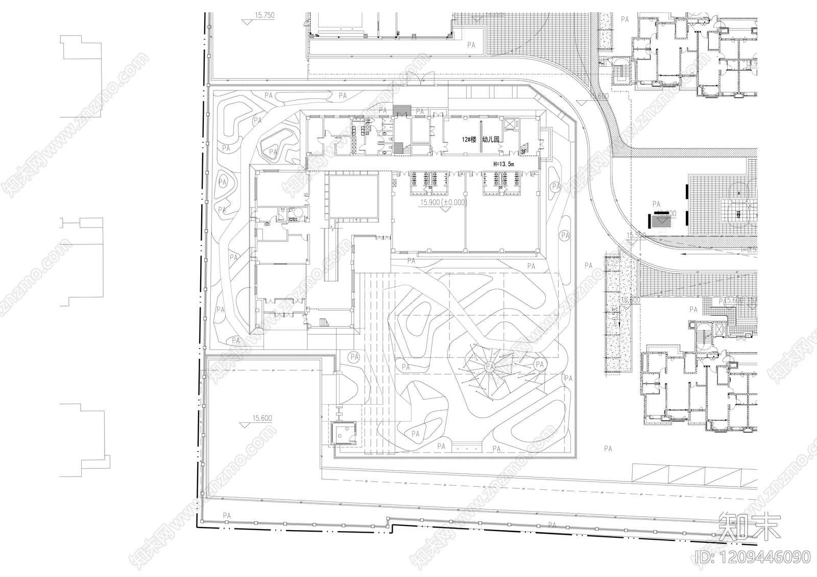 现代幼儿园建筑cad施工图下载【ID:1209446090】