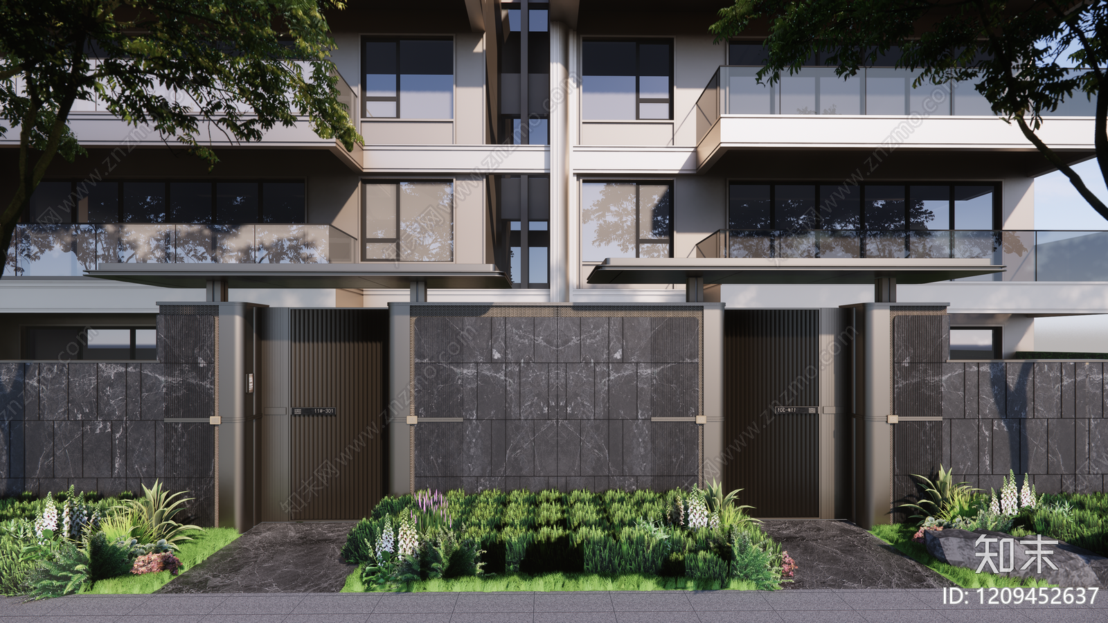 现代轻奢小区景观SU模型下载【ID:1209452637】