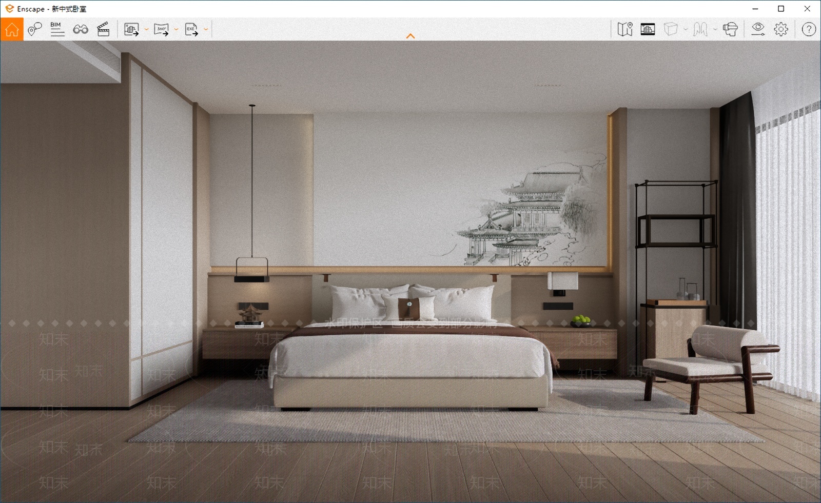 新中式卧室SU模型下载【ID:1209461012】