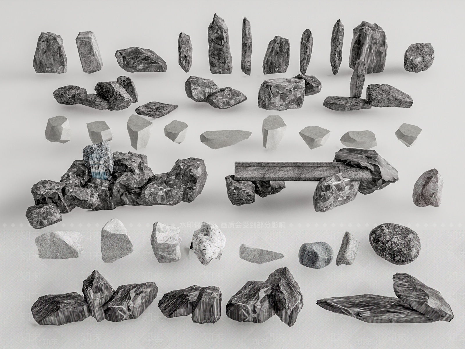 现代景观石头3D模型下载【ID:1209466280】