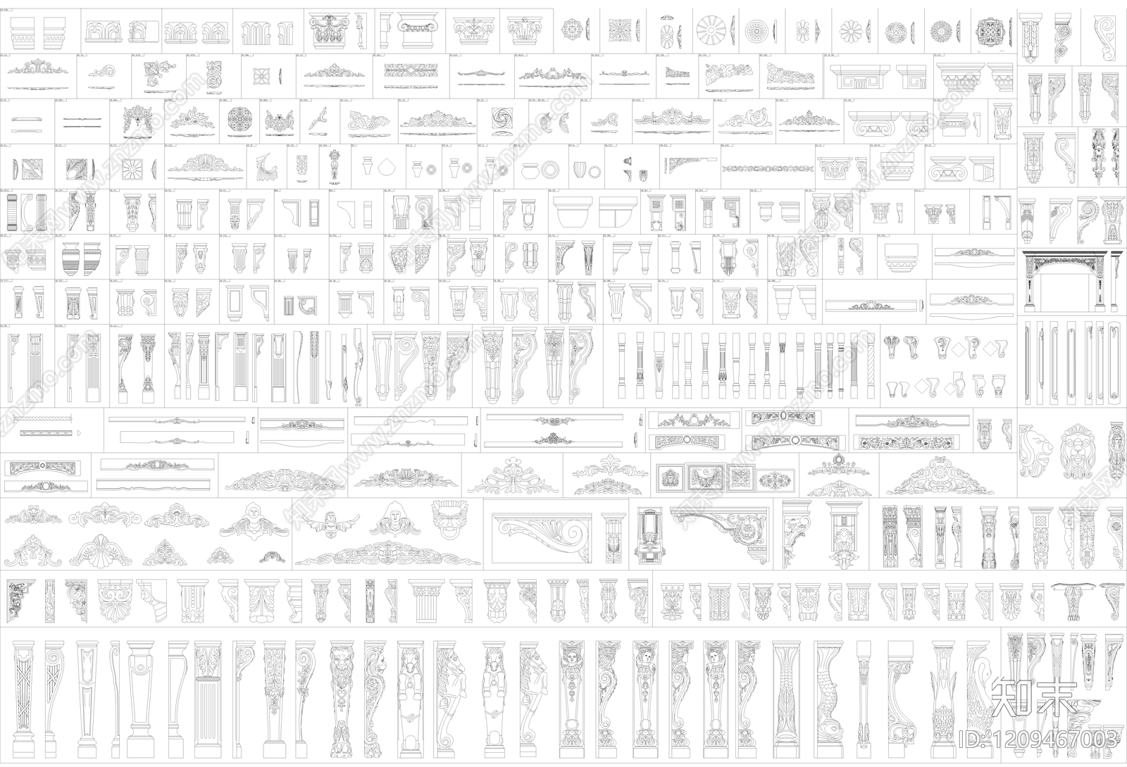 雕花施工图下载【ID:1209467003】