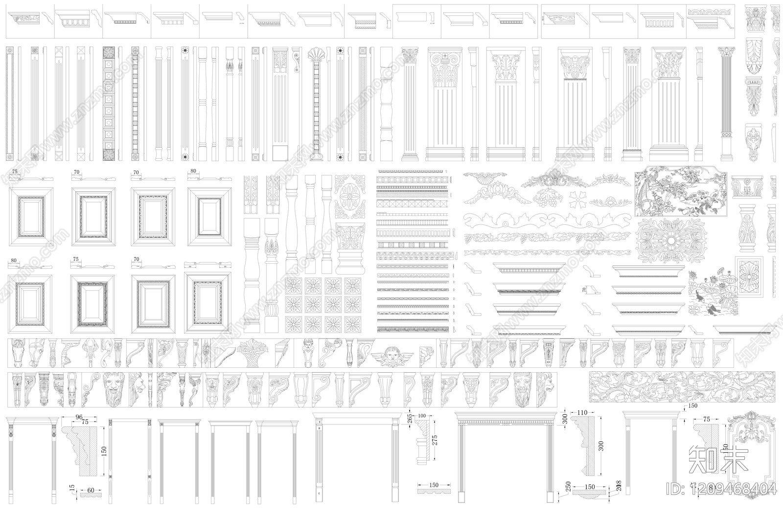 雕花施工图下载【ID:1209468404】
