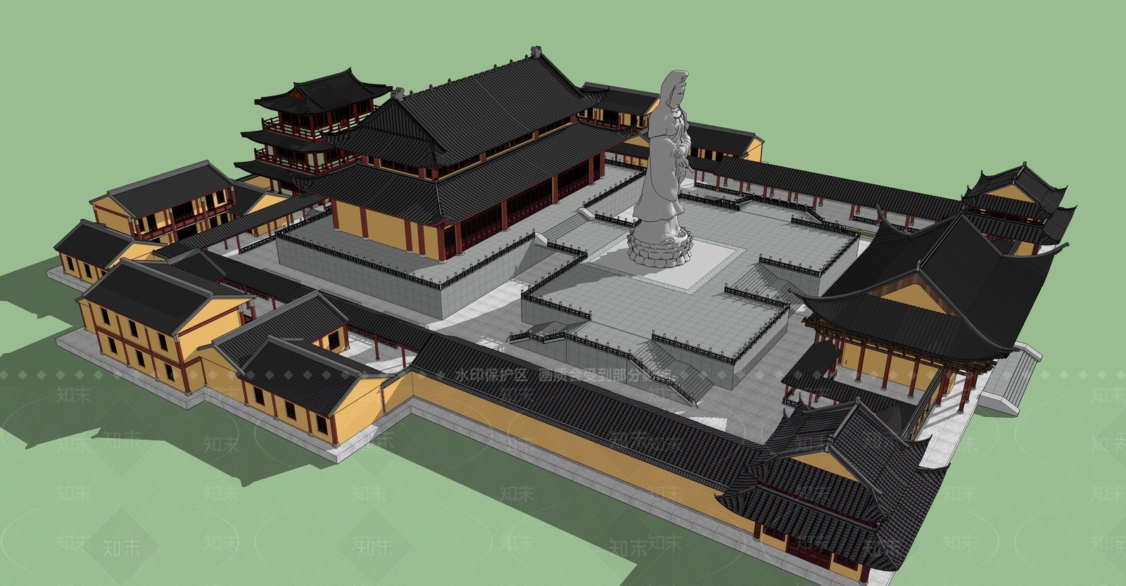 中式古建筑群SU模型下载【ID:1209473507】
