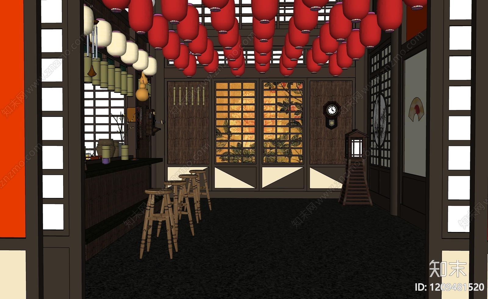 日式日料店SU模型下载【ID:1209481520】