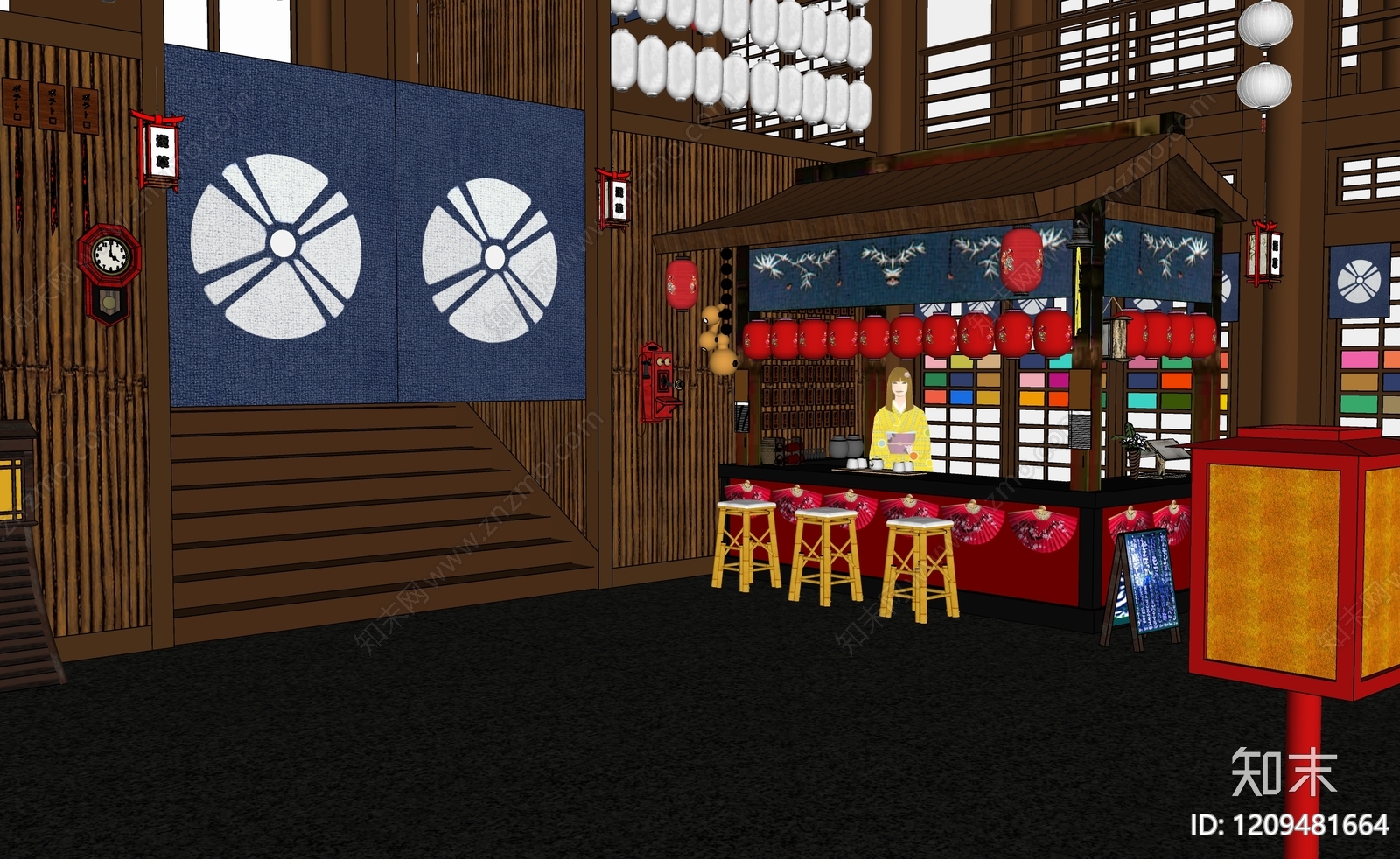 日式日料店SU模型下载【ID:1209481664】