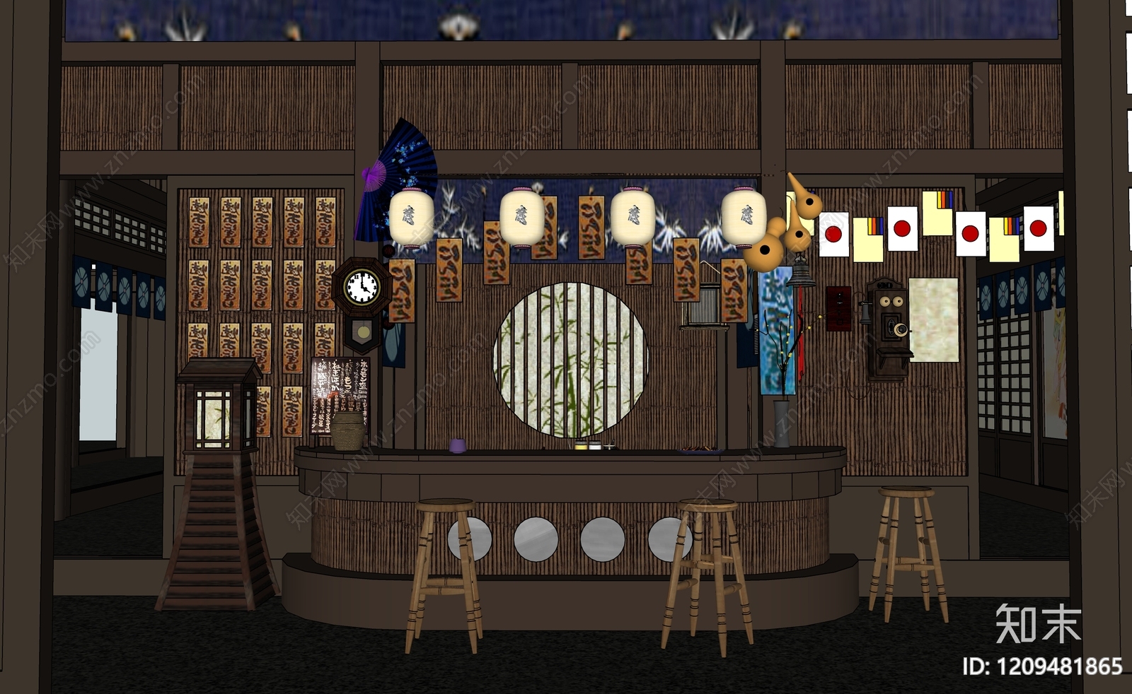 日式日料店SU模型下载【ID:1209481865】