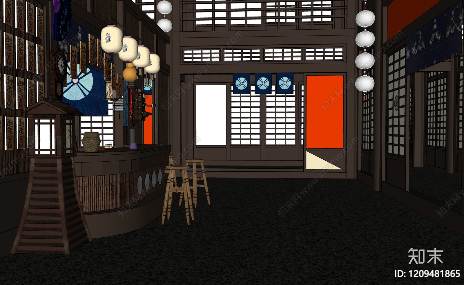 日式日料店SU模型下载【ID:1209481865】