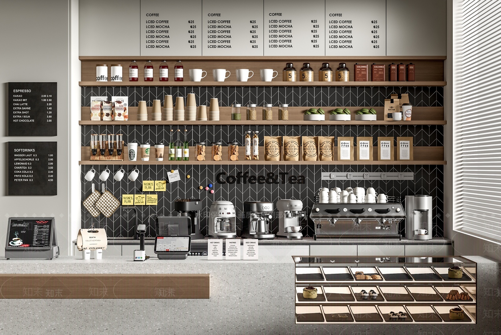 现代咖啡厅前台3D模型下载【ID:1209483600】